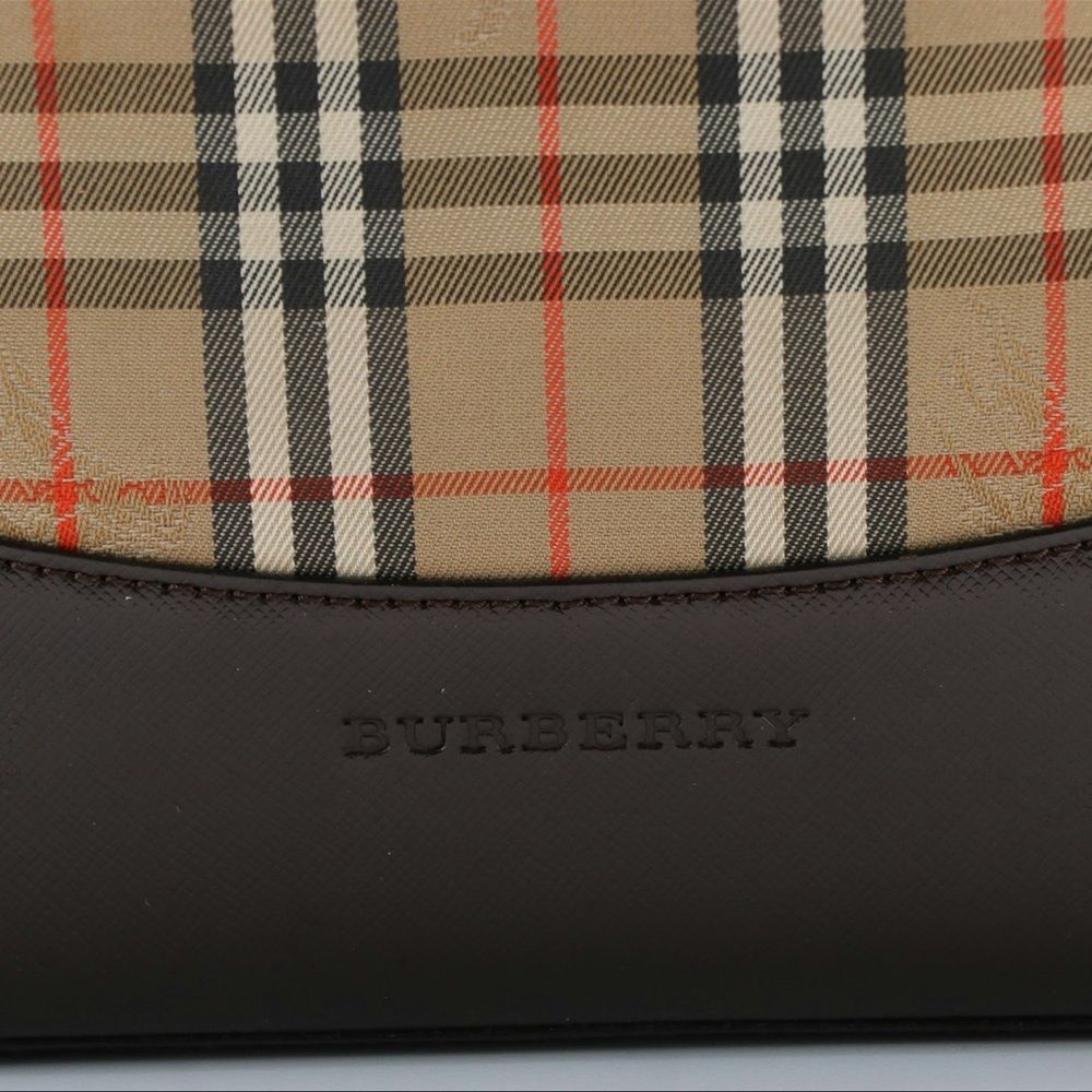 BURBERRY Horsefeather Leather Trimmed Tote. P12 - Picture 3 of 8